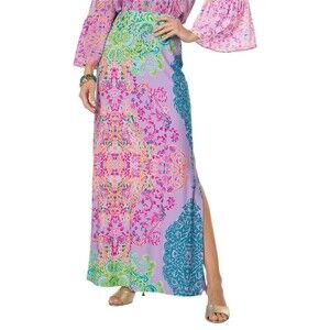 Lilly Pulitzer Inez Maxi Skirt in "Sunshine Vibes" Beach Slit Size S Small EUC!!